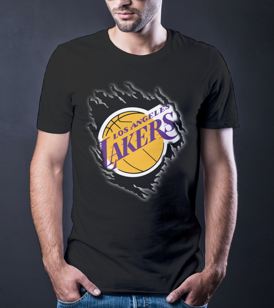 Los Angeles Lakers Basketball Emblem With Distressed T-Shirt