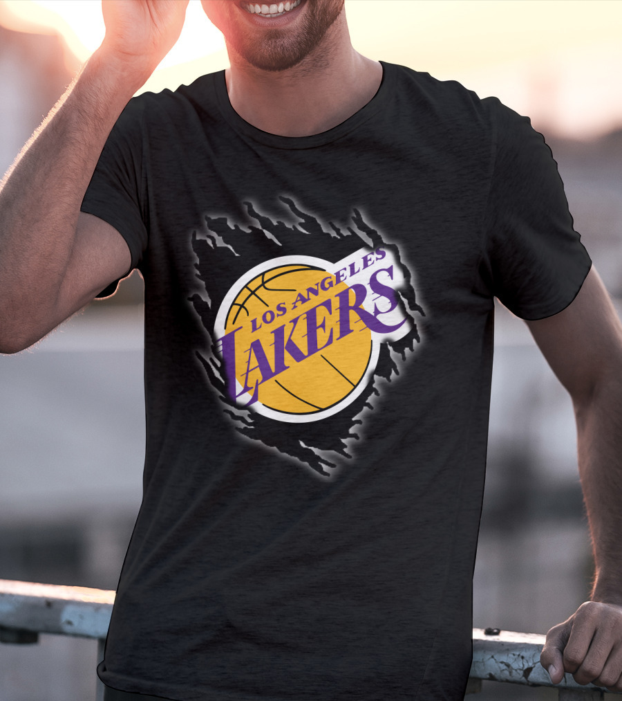 Los Angeles Lakers Basketball Emblem With Distressed T-Shirt