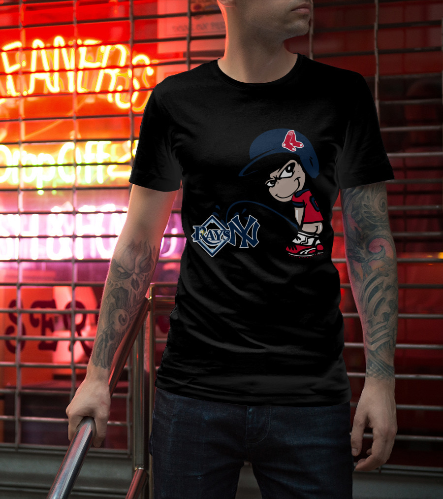 Boston Red Sox Rivalry Parody Yankees Rays Iconic Logos T-Shirt
