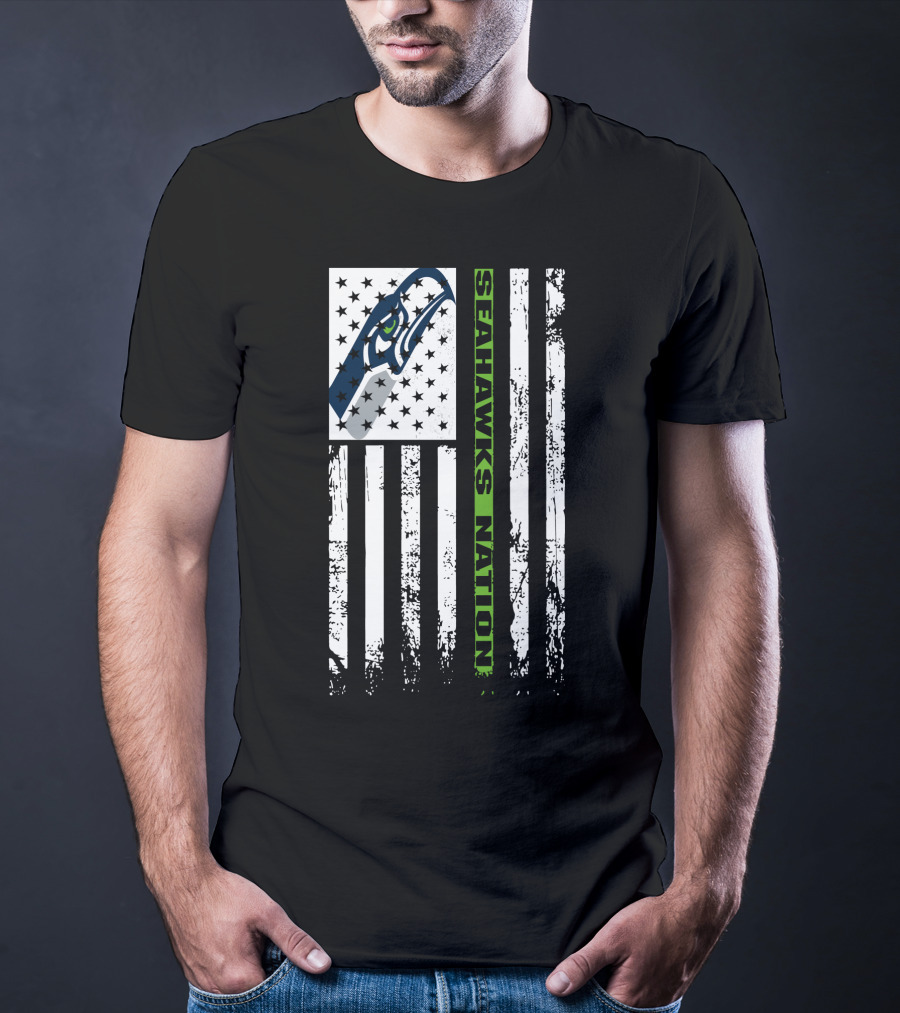 Seattle Seahawks Nation American Flag T-Shirt