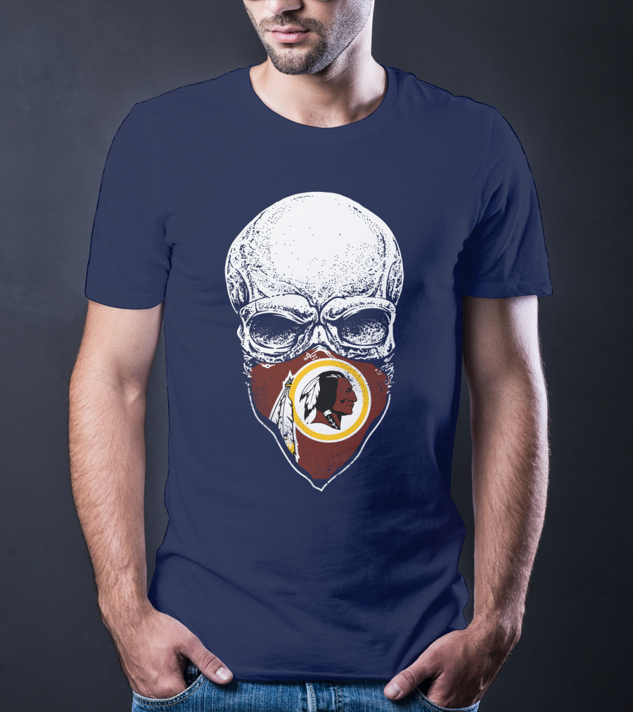 Skull With Washington Redskins Logo Bandana T-Shirt