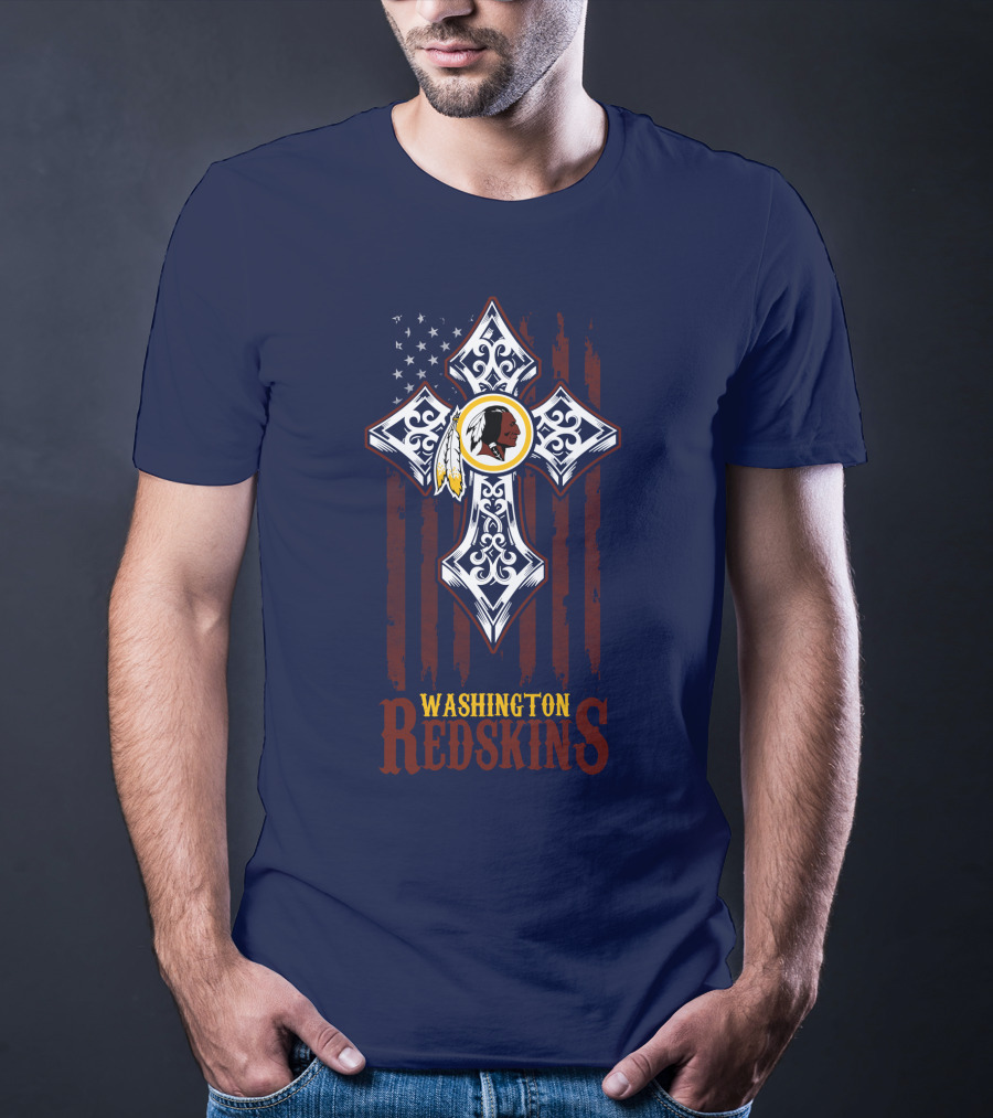 Washington Redskins Cross American Flag T-Shirt