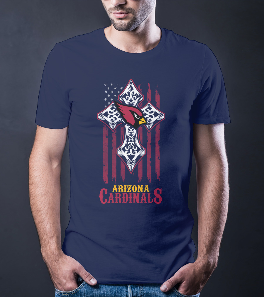 Arizona Cardinals American Flag Cross Fans T-Shirt