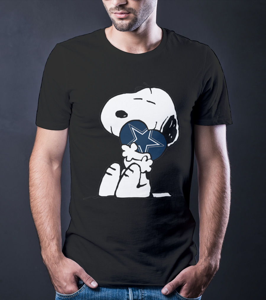 Cowboys Nation Snoopy With Heart-Shaped Dallas Star T-Shirt