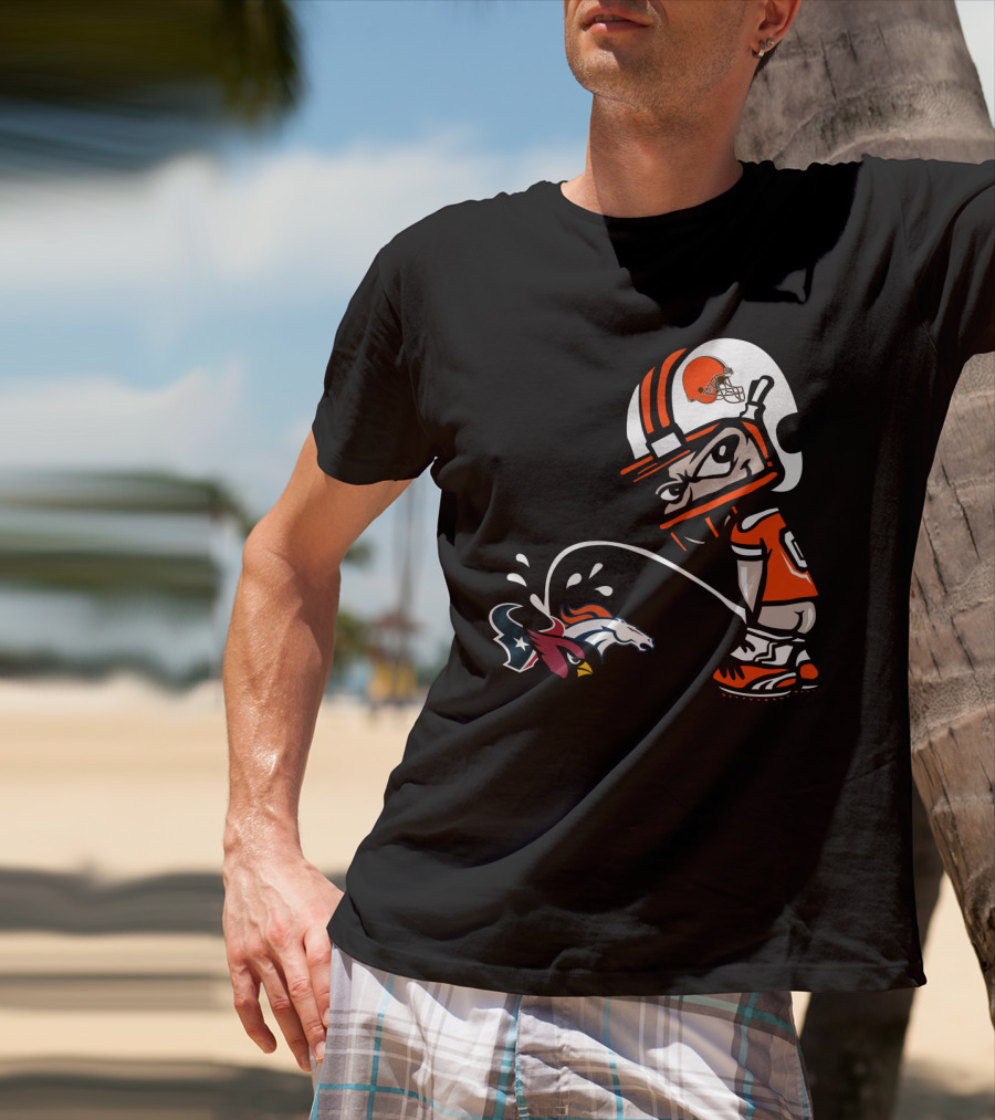 Cleveland Browns Player Humorous Rival Team Logos Interaction T-Shirt