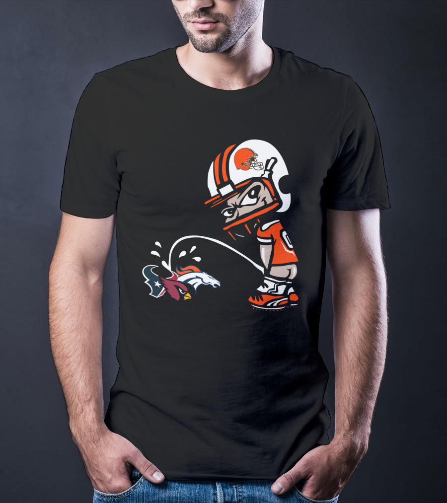 Cleveland Browns Player Humorous Rival Team Logos Interaction T-Shirt