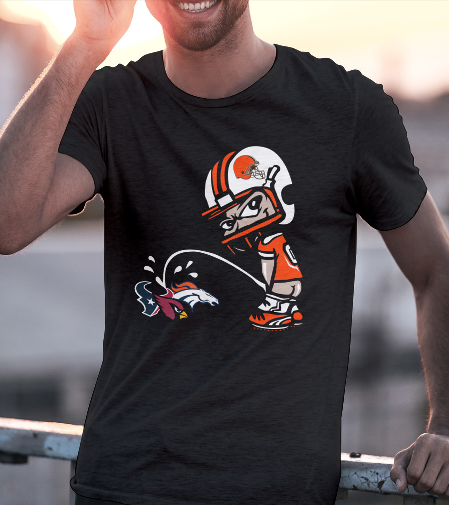 Cleveland Browns Player Humorous Rival Team Logos Interaction T-Shirt
