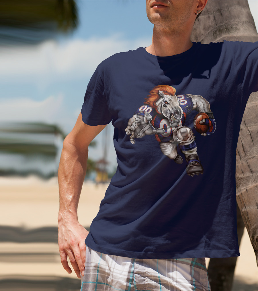 Denver Broncos Football Horse With Jersey And Ball T-Shirt