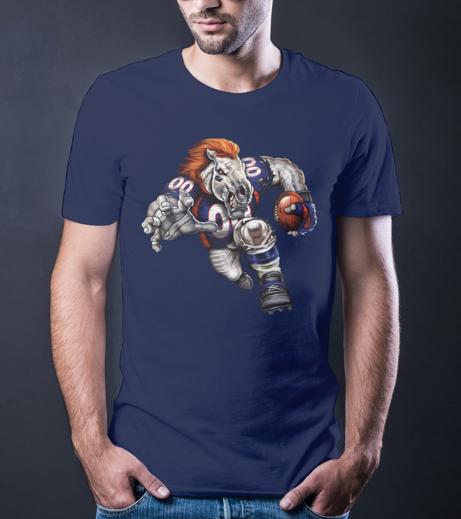 Denver Broncos Football Horse With Jersey And Ball T-Shirt