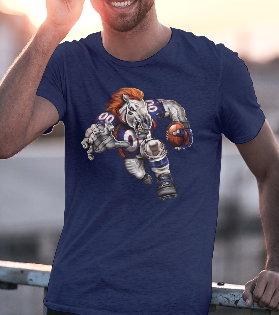 Denver Broncos Football Horse With Jersey And Ball T-Shirt