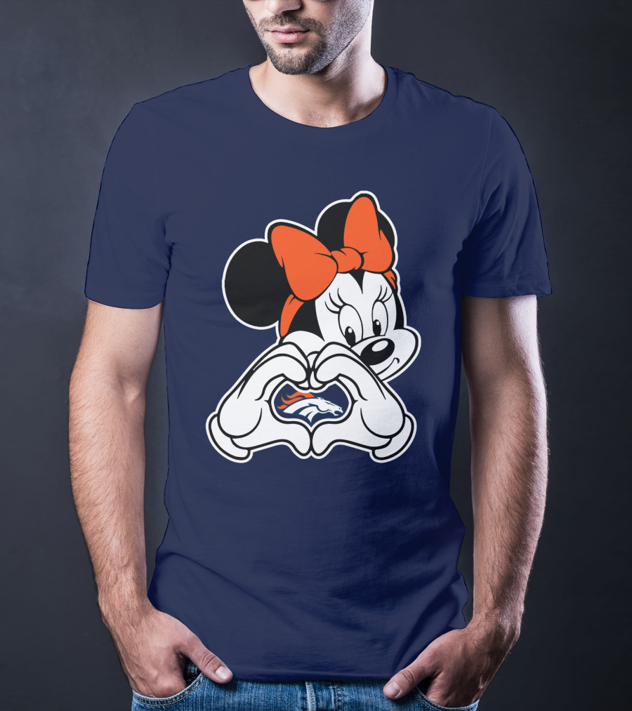 Minnie Mouse Heart Hands Denver Broncos T-Shirt