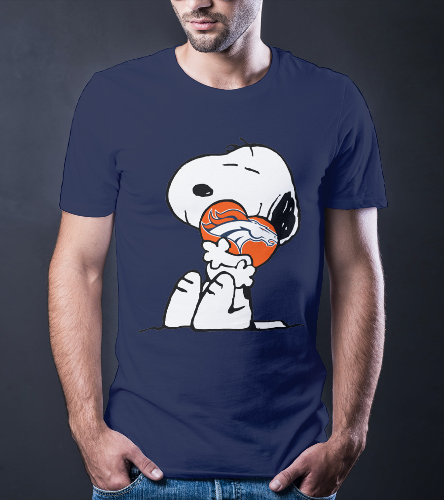 Denver Broncos Snoopy Hugging Football T-Shirt