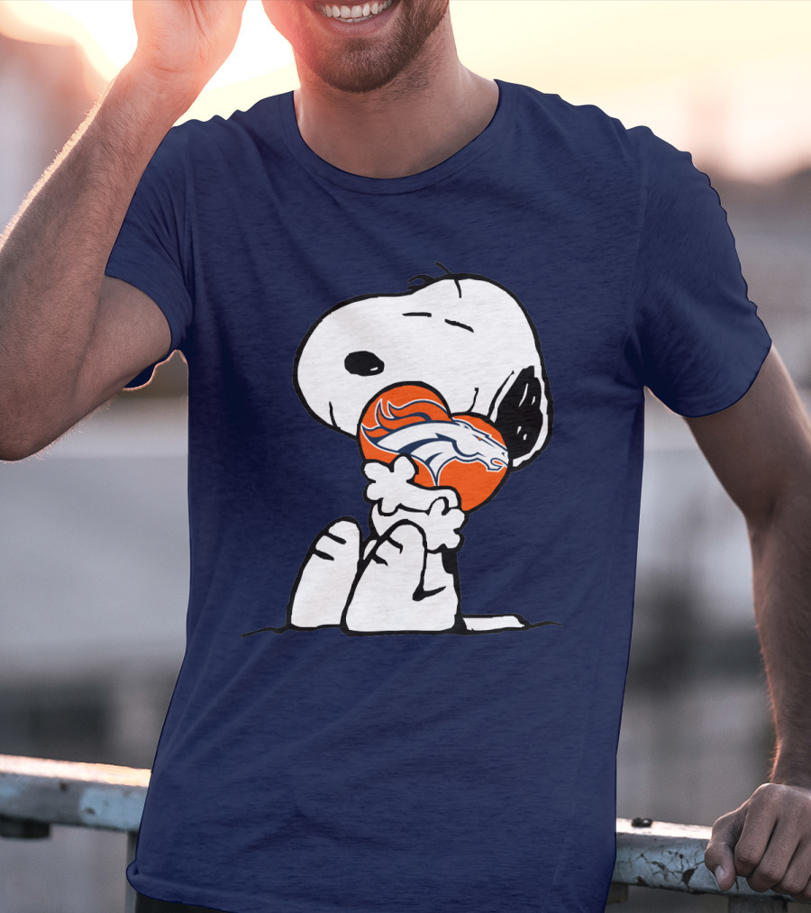 Denver Broncos Snoopy Hugging Football T-Shirt