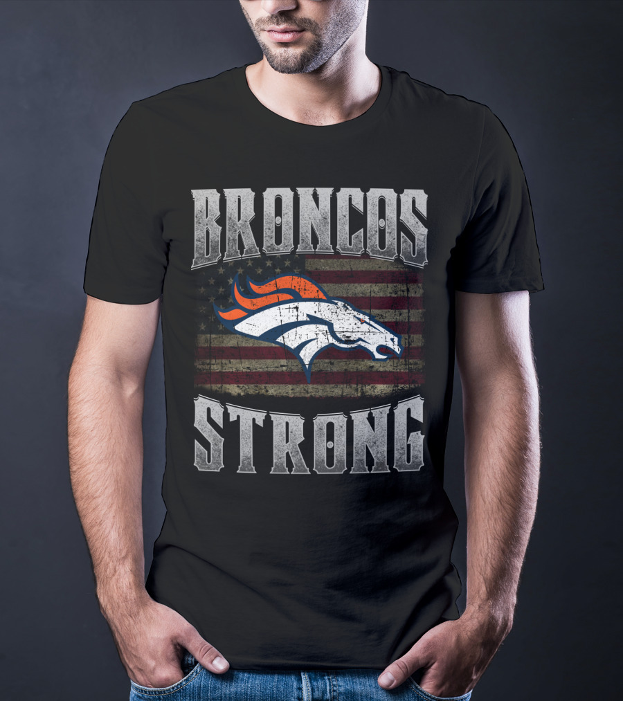 Broncos Strong American Flag Denver Broncos T-Shirt