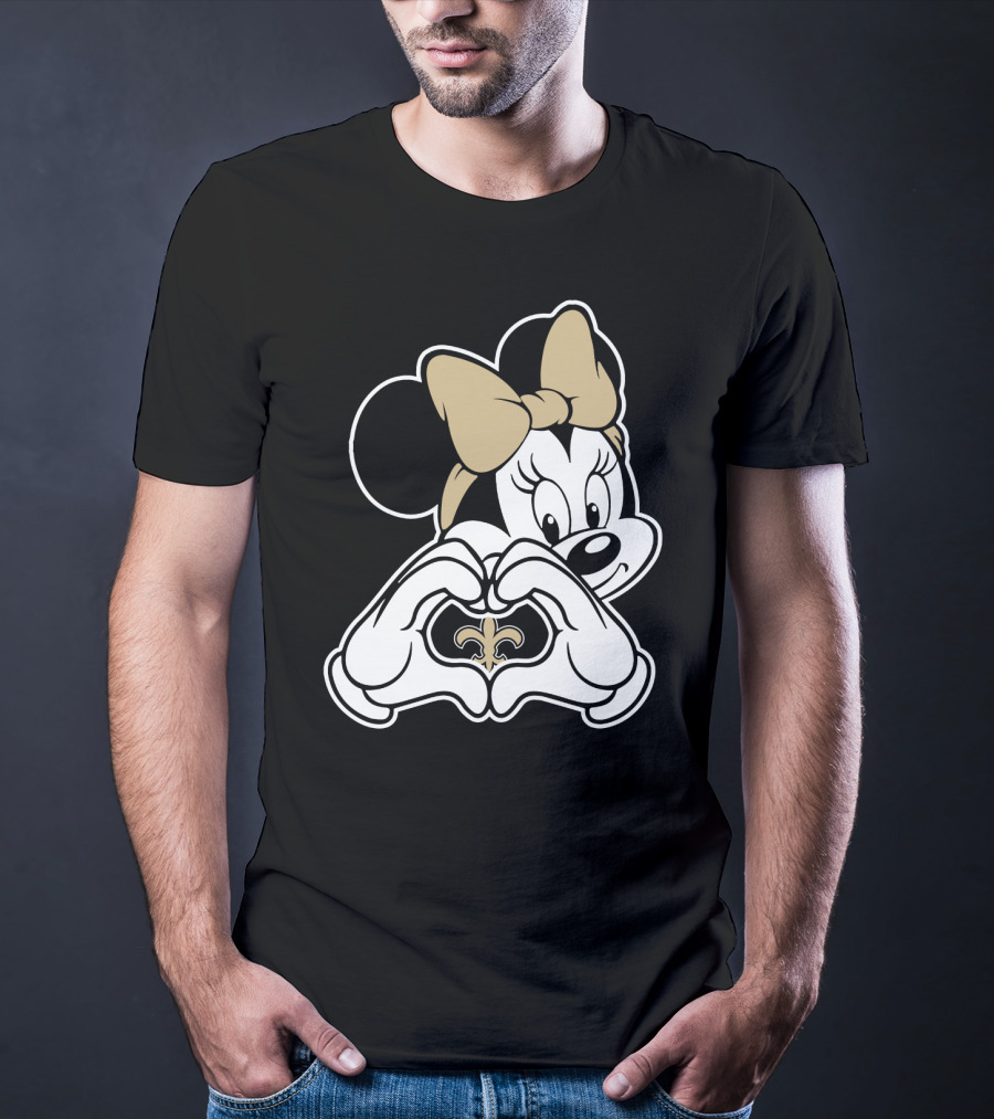 Minnie Mouse Heart Hands New Orleans Saints T-Shirt