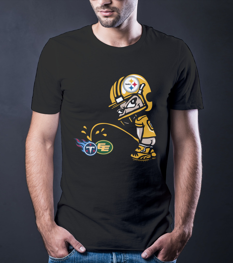Pittsburgh Steelers Humorous Rivalry Character With Titans And Eagles Logos T-Shirt