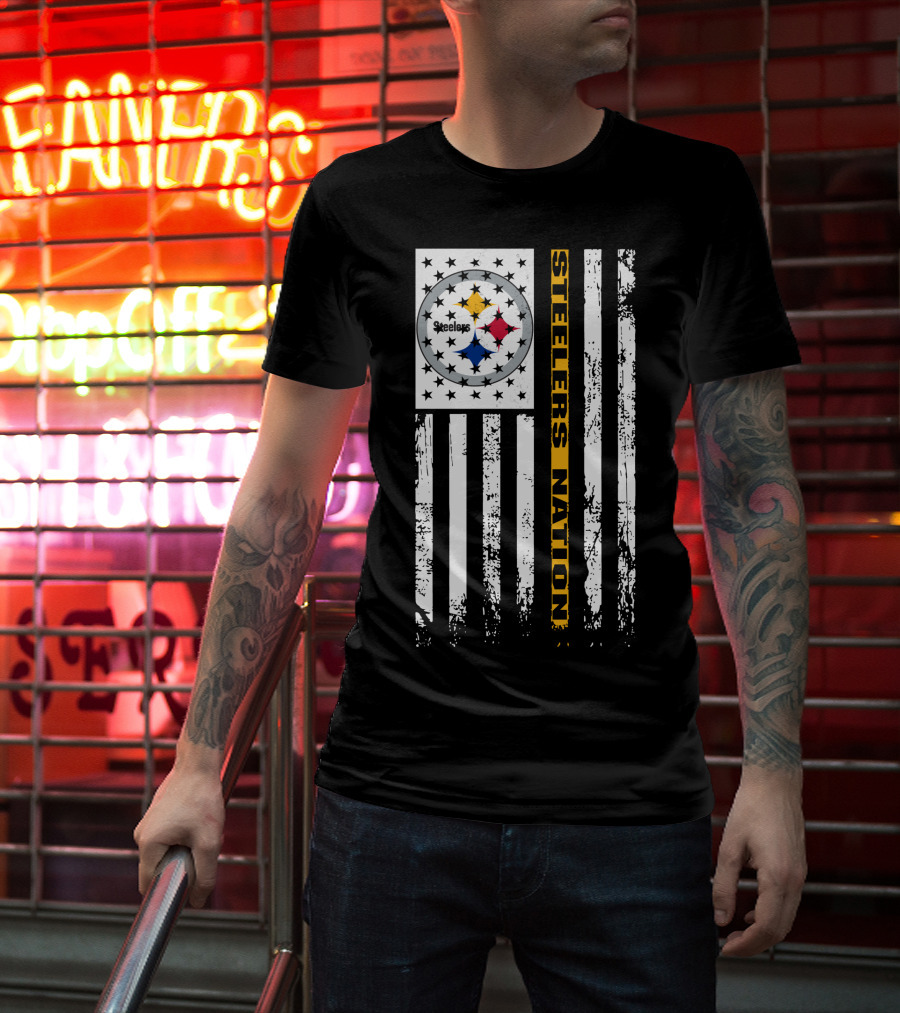 Steelers Nation Pittsburgh Steelers Logo Flag T-Shirt