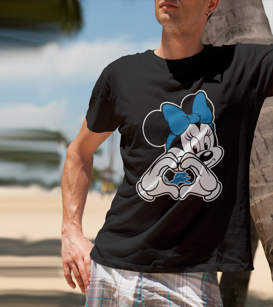 Detroit Lions Minnie Mouse Heart Hands T-Shirt