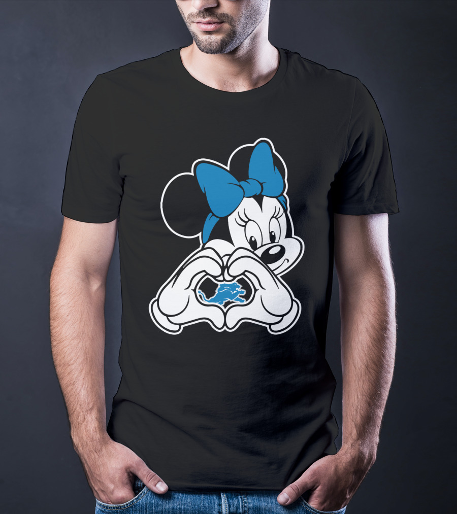 Detroit Lions Minnie Mouse Heart Hands T-Shirt
