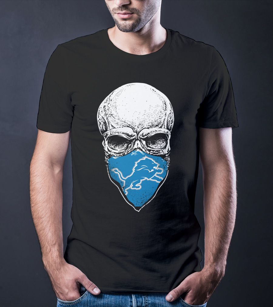Detroit Lions Skull Bandana T-Shirt