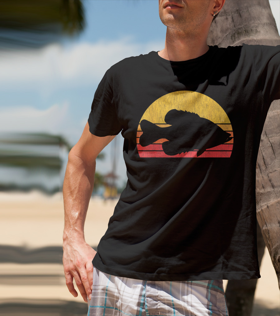 Crappie Fishing Fisherman Retro Sunset T-Shirt