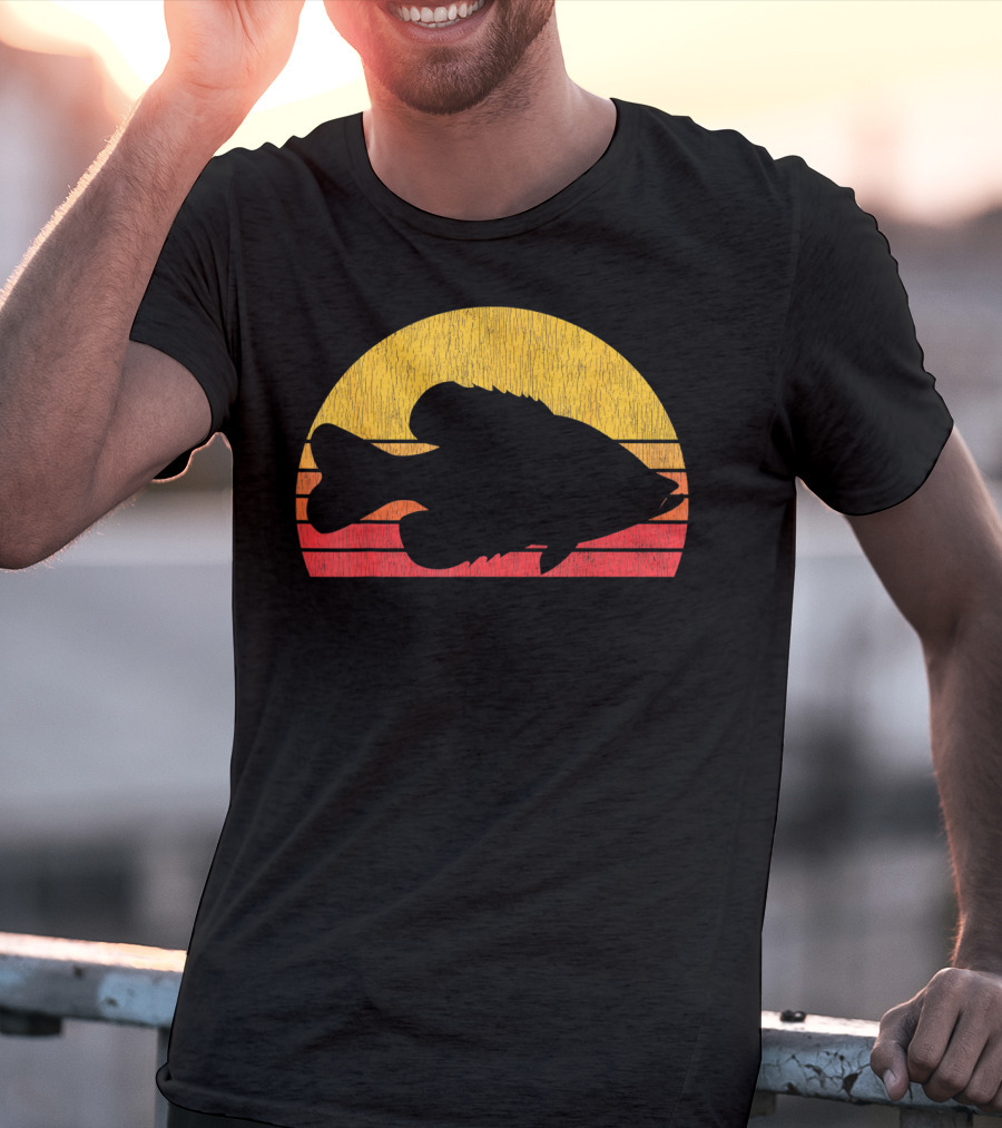 Crappie Fishing Fisherman Retro Sunset T-Shirt