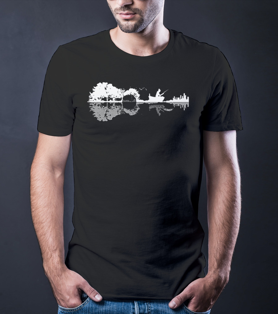 Fishing Shadow Guitar Reflection Scene T-Shirt