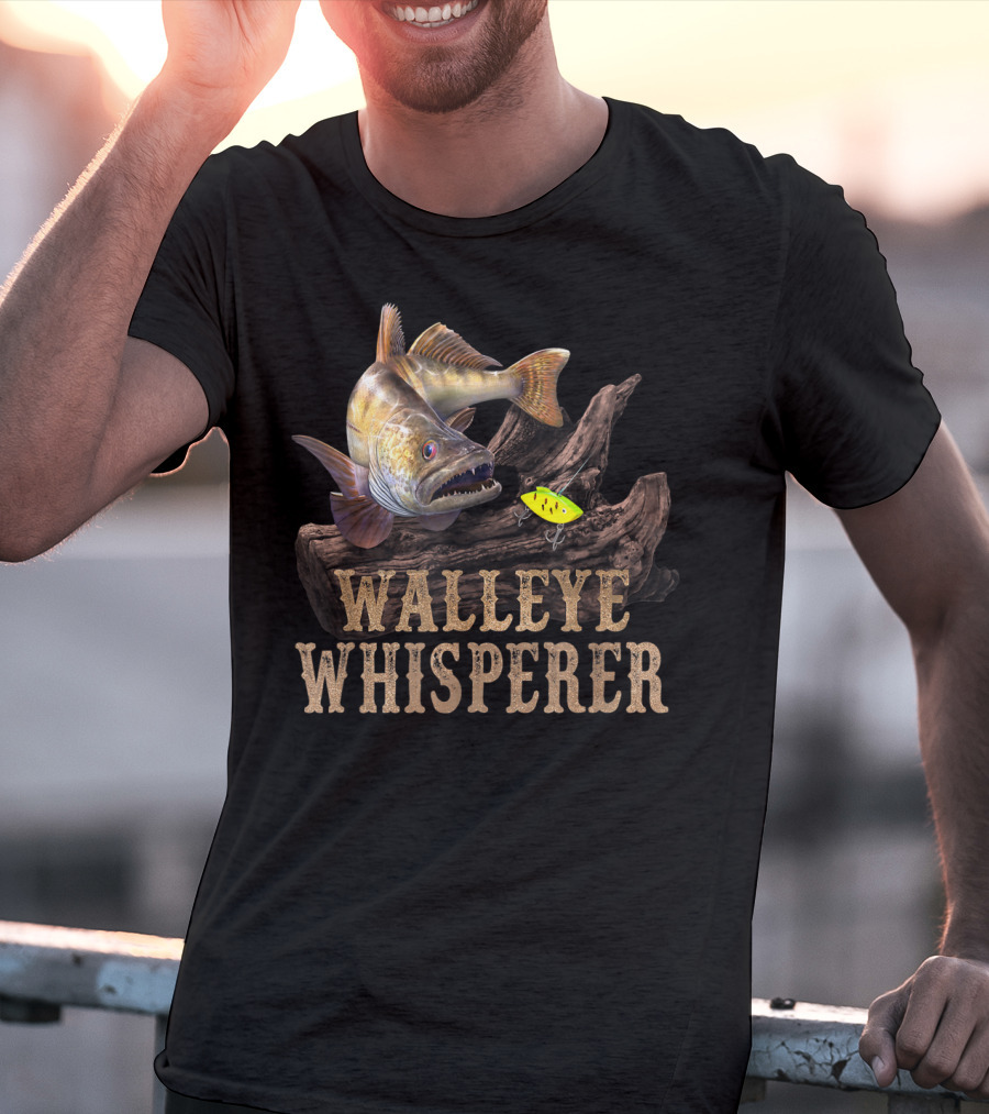 Walleye Whisperer Large Walleye With Fishing Lure T-Shirt