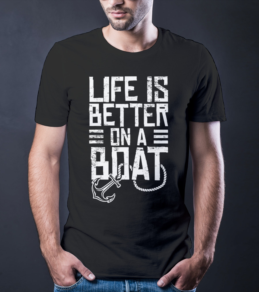 Vintage Life Is Better On A Boat Anchor Sailing Fishing Rope T-Shirt