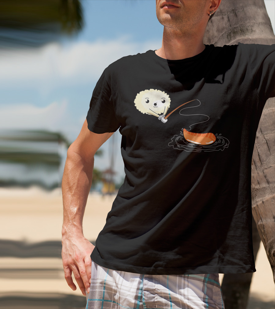 Kawaii Sushi Fishing Cute Japanese Food Lover Fishing Lover Playful Salmon Anime T-Shirt