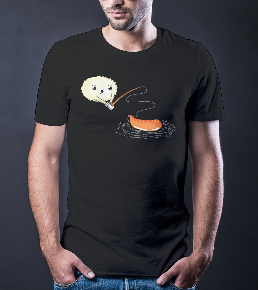 Kawaii Sushi Fishing Cute Japanese Food Lover Fishing Lover Playful Salmon Anime T-Shirt