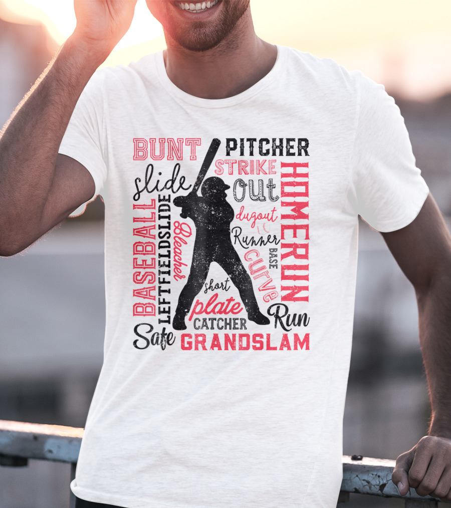 Baseball Men Batter Pitcher Catcher Homerun Grandslam Dugout Plate Strike T-Shirt