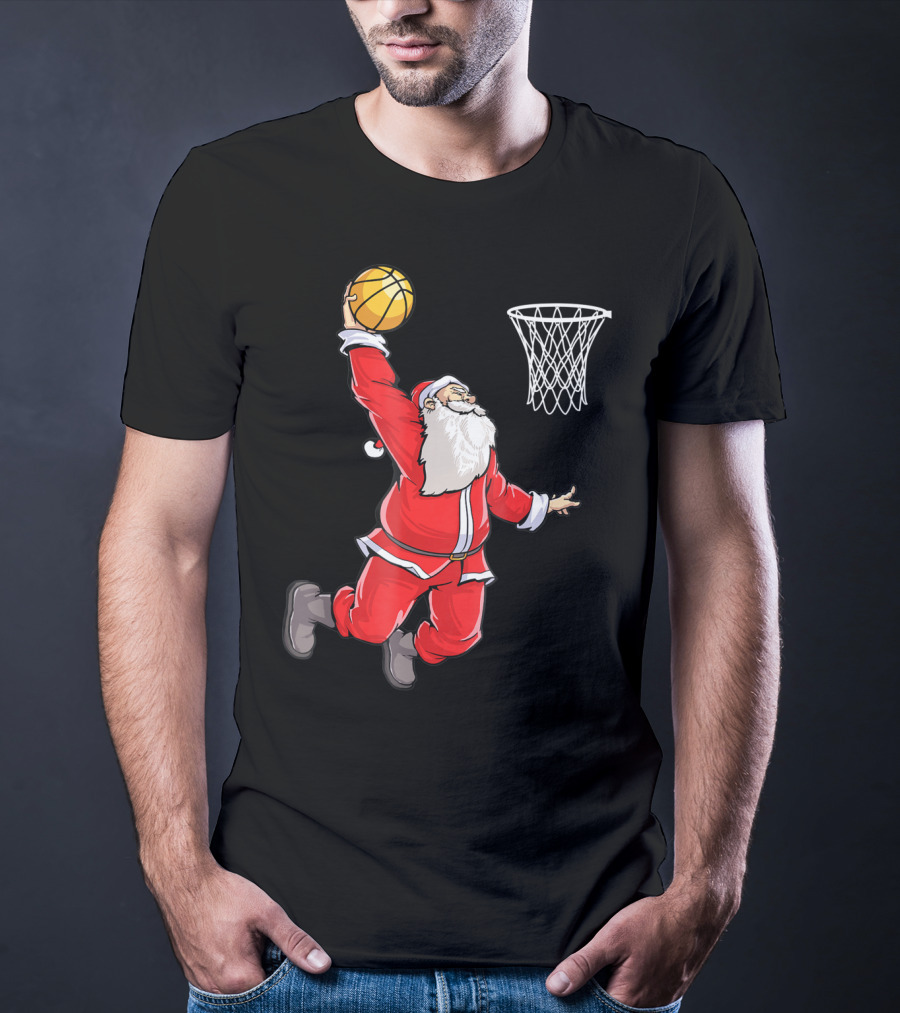 Basketball Santa Christmas Dunking Sports Fun T-Shirt