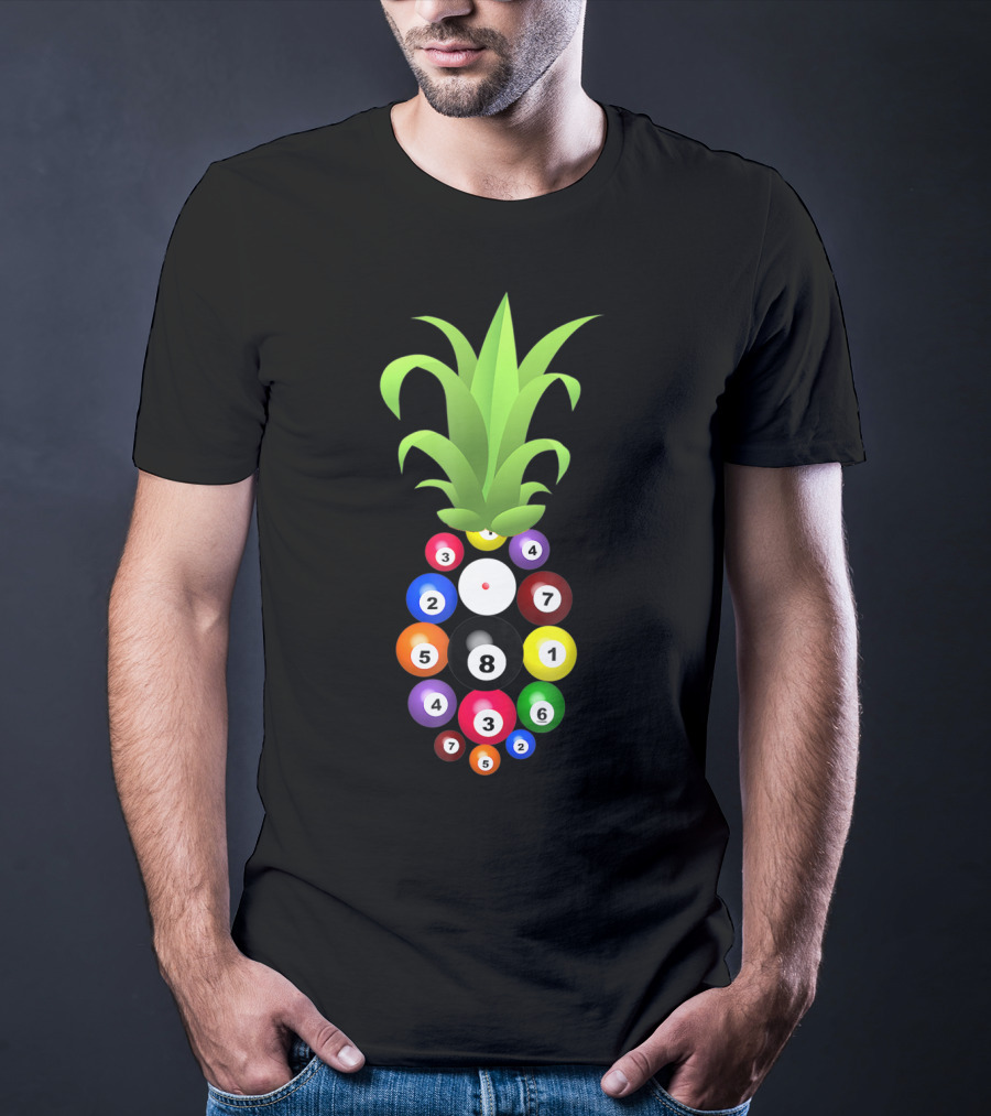 Billiards Pineapple Eight Ball Hawaiian Aloha Beach Hawaii Pool Balls Fruit Fusion T-Shirt