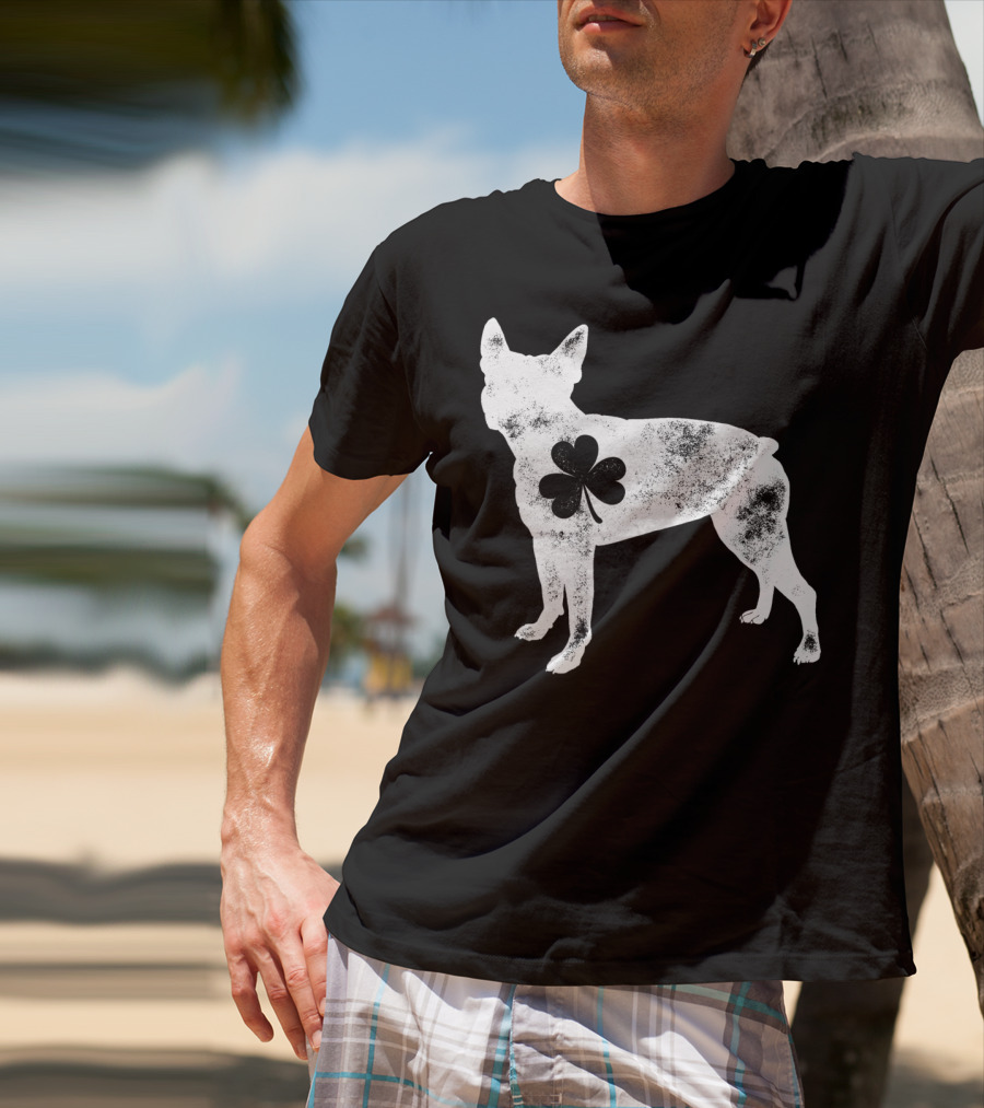 Boston Terrier Dog Shamrock St Patricks Day Men T-Shirt