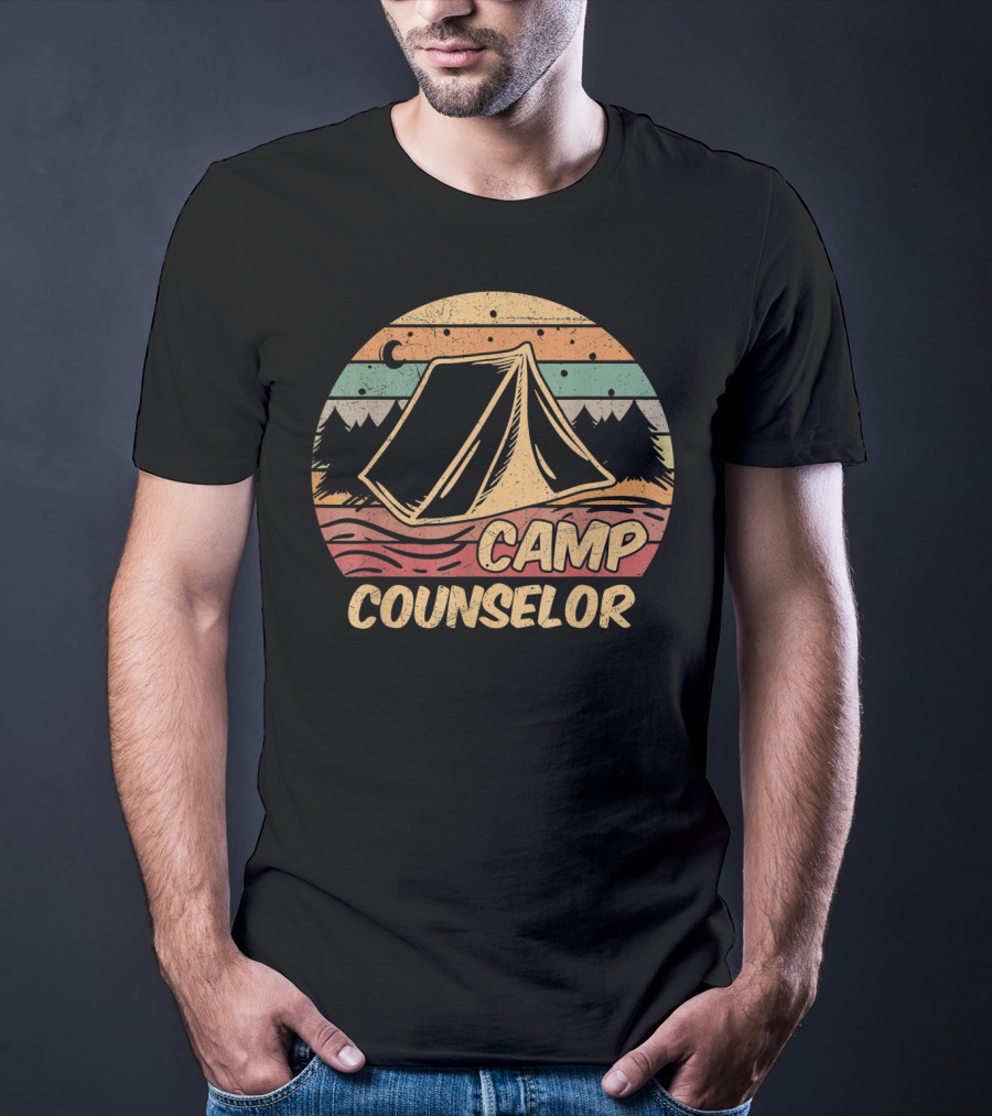 Camp Counselor Tent Mountain Forest Retro Camping Camp Lovers T-Shirt