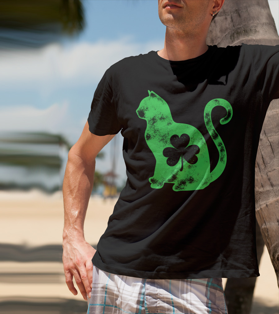 Cat Shamrock St Patricks Day Happy Cattys Women T-Shirt
