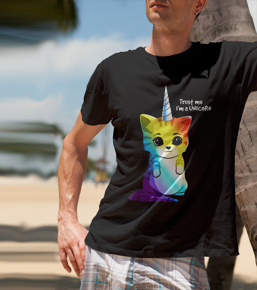 Trust Me I'm A Caticorn Unicorn Cat Kittycorn Girls Women Rainbow T-Shirt