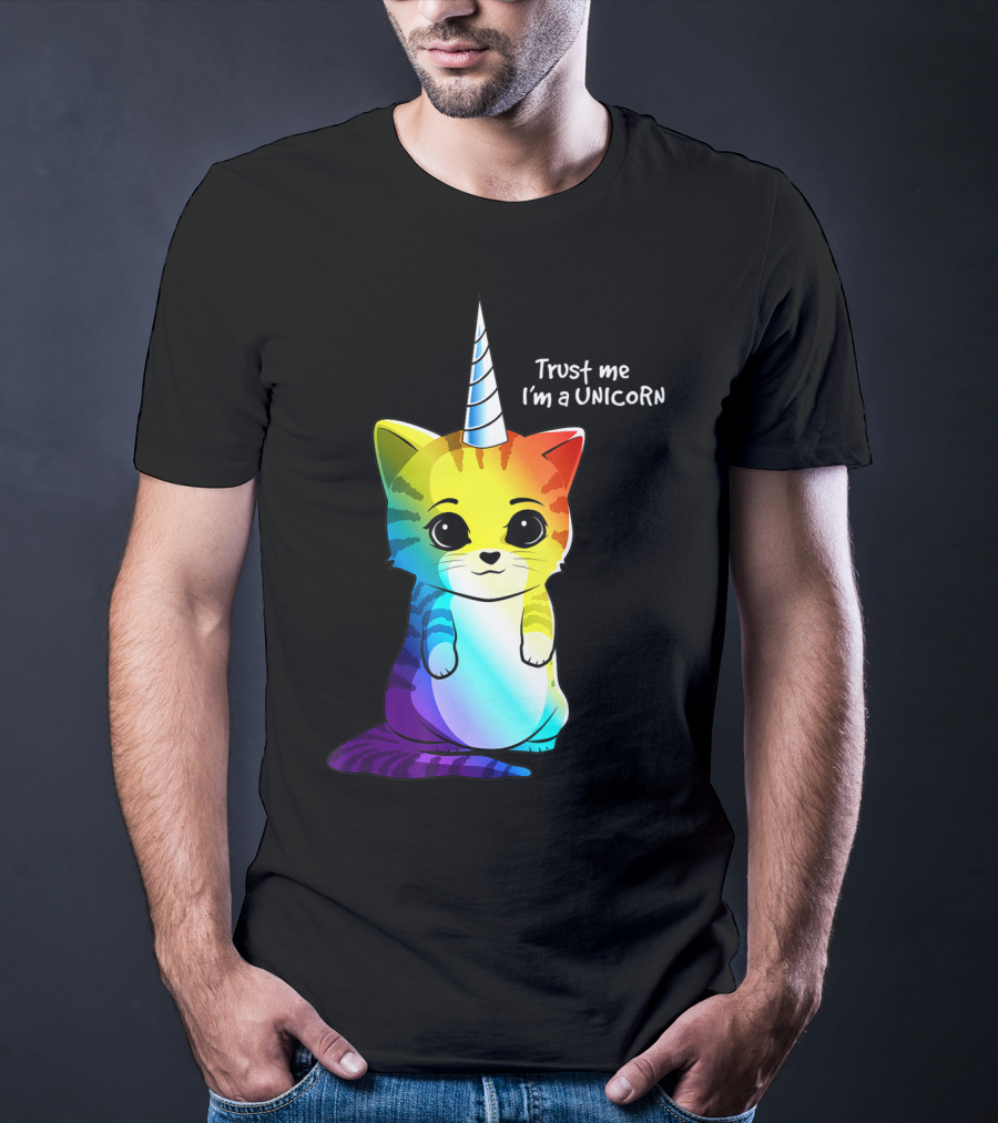 Trust Me I'm A Caticorn Unicorn Cat Kittycorn Girls Women Rainbow T-Shirt