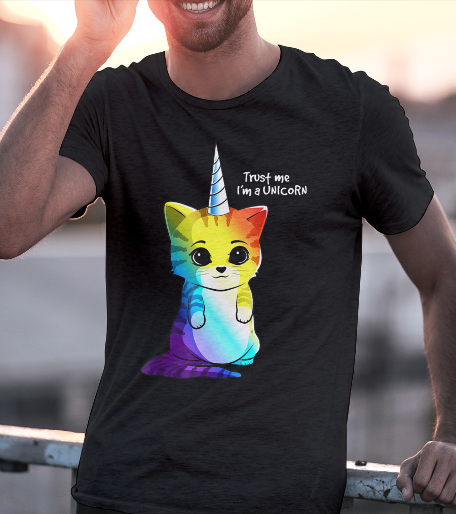 Trust Me I'm A Caticorn Unicorn Cat Kittycorn Girls Women Rainbow T-Shirt