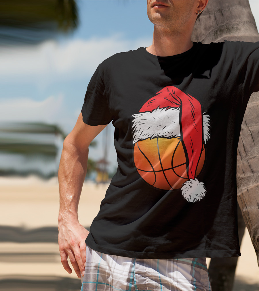 Christmas Santa Basketball Ball Sport T-Shirt