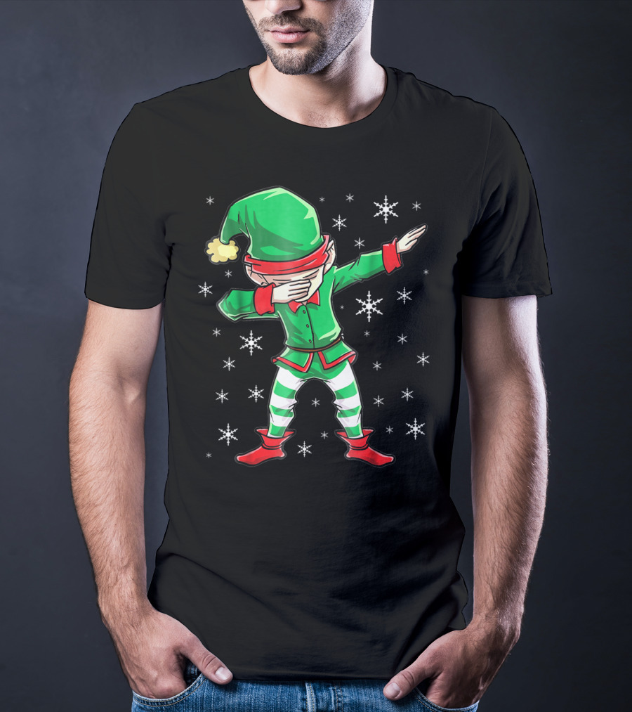 Christmas Dabbing Elf Squad Snowflake Dance T-Shirt