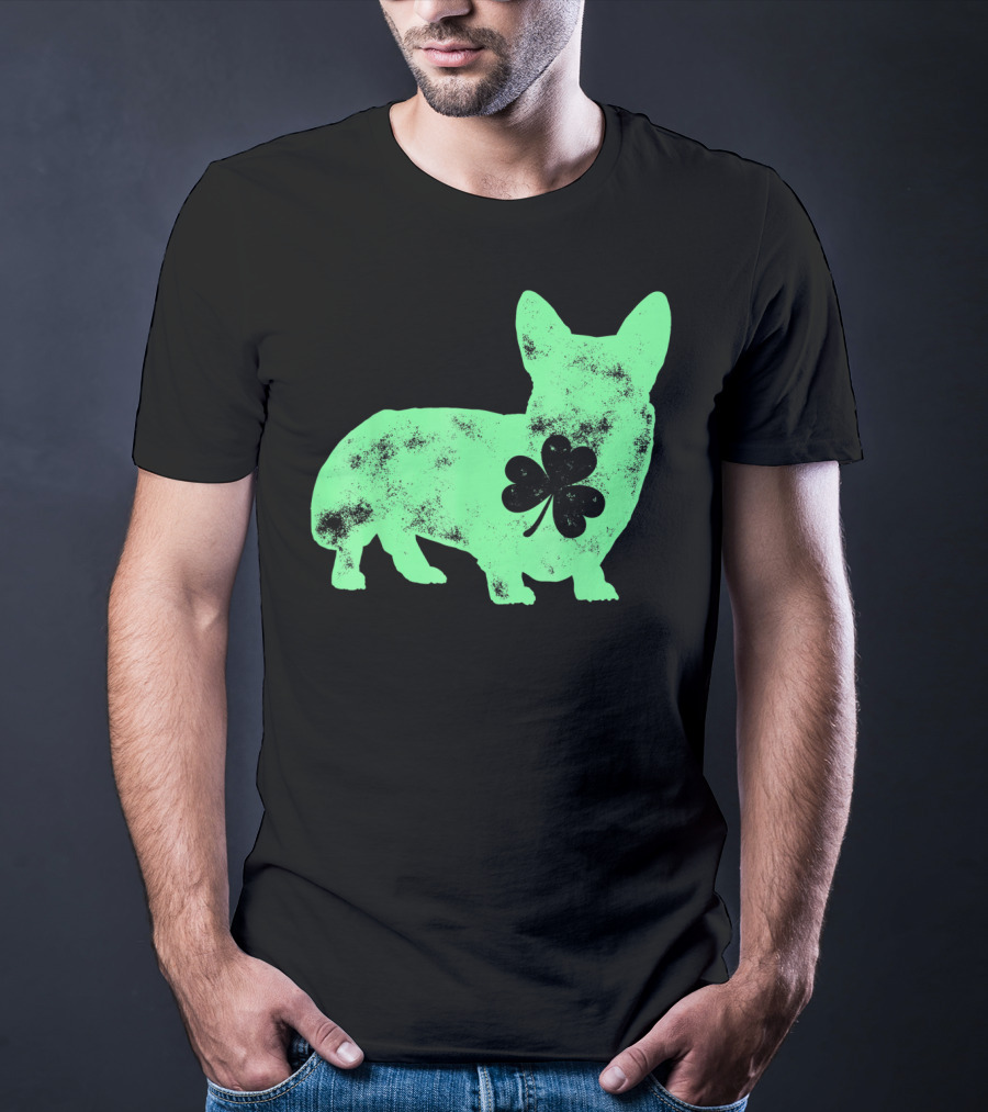 Corgi Shamrock Dog Lover St Patricks Day T-Shirt