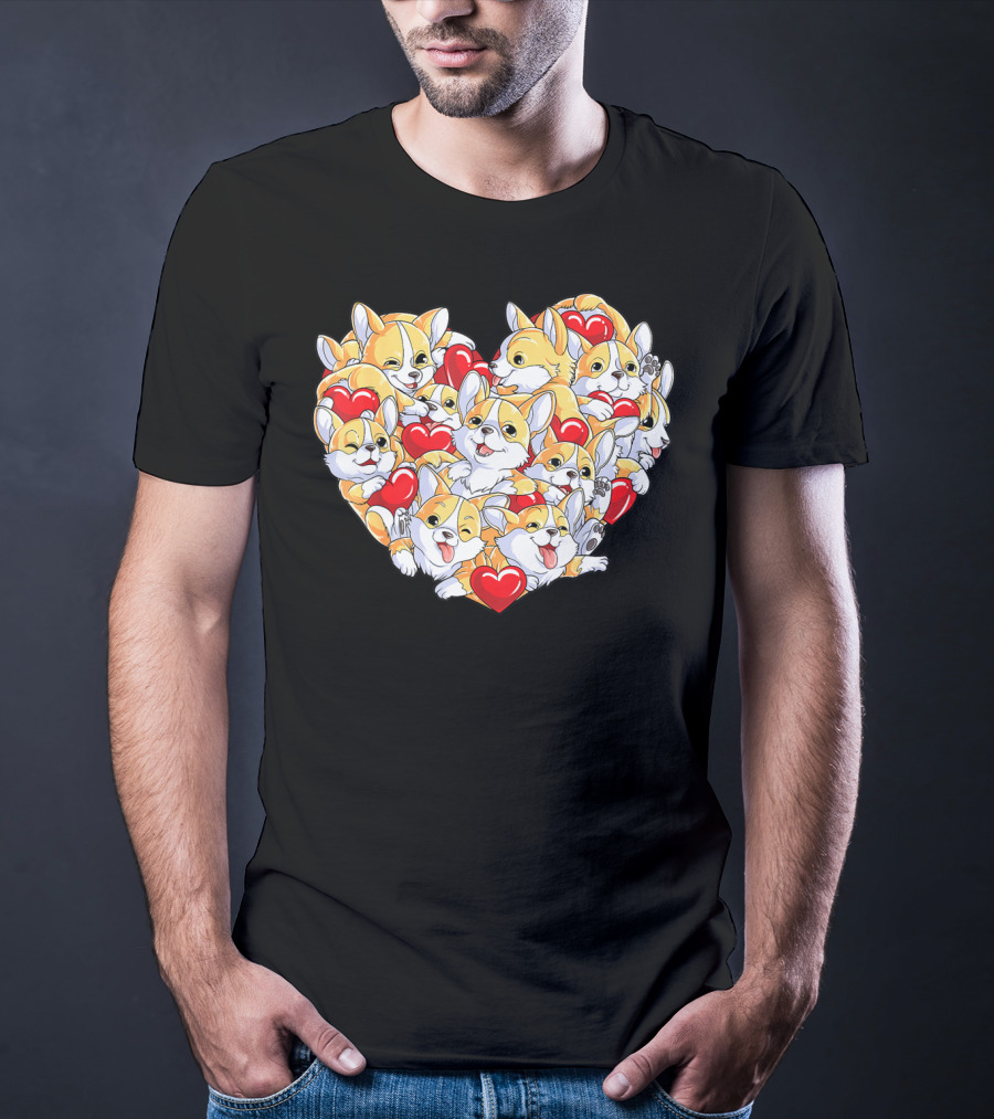 Valentines Day Corgi Heart Dog Lover Boys Love T-Shirt