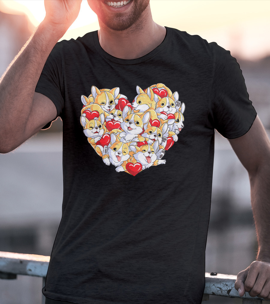 Valentines Day Corgi Heart Dog Lover Boys Love T-Shirt
