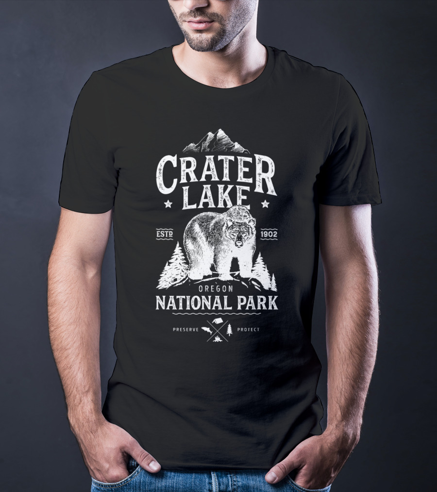 Crater Lake National Park Oregon Bear Preserve Protect Estd 1902 T-Shirt