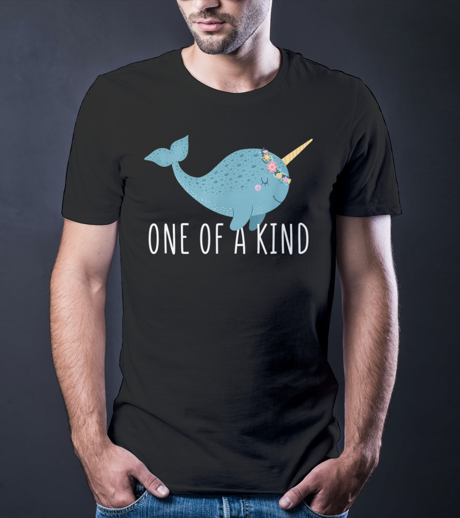 One Of A Kind Cute Narwhal Flower Crown Girls T-Shirt