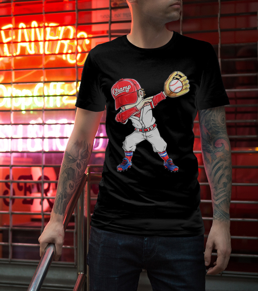 Dabbing Champ Baseball Catcher Pitcher T-Shirt