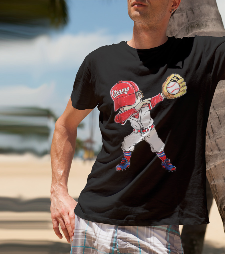 Dabbing Champ Baseball Catcher Pitcher T-Shirt