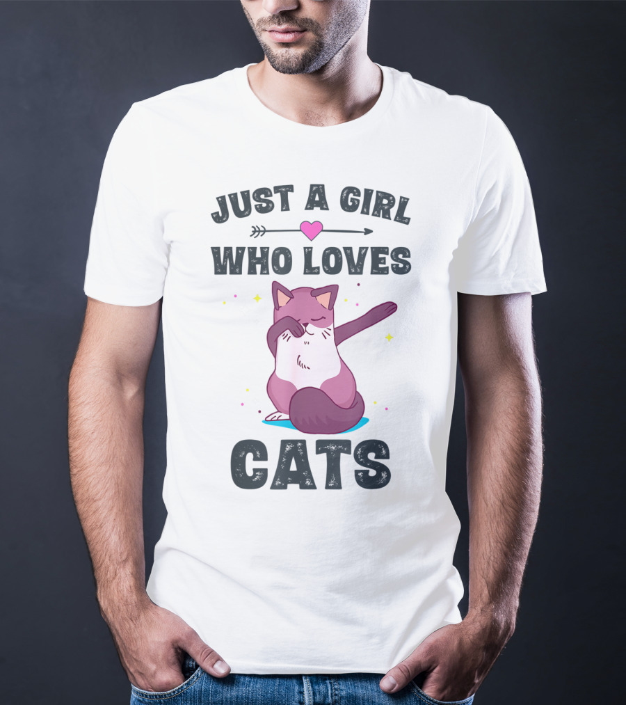 Just A Girl Who Loves Cats Dabbing Cat Lover T-Shirt